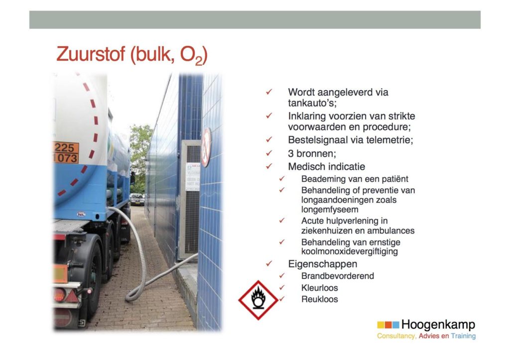 Zuurstof in tankwagens aangeleverd