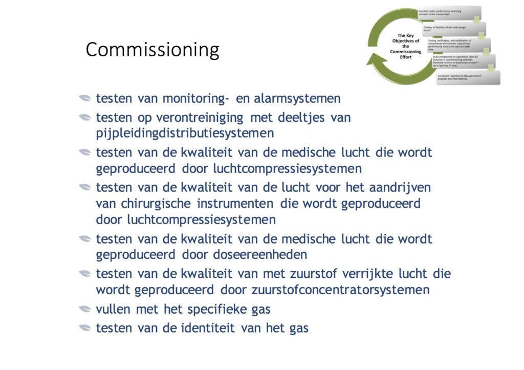 Niet vergeten. Commissioning van de medische gassen installatie