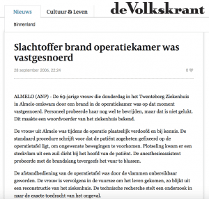VK-20060928-Slachtoffer brand operatiekamer was vastgesnoerd