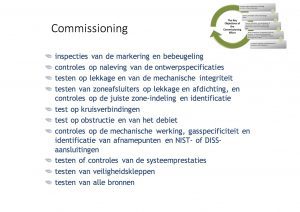 Niet vergeten, Commissioning van de medische gassen installatie