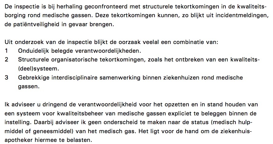 Kwaliteitsbeheer medische gassen