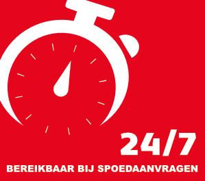 24 uur per dag 7 dagen per week beschikbaar voor het oplossen van calamiteiten